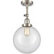 Franklin Restoration X-Large Beacon 1 Light 10 inch Brushed Satin Nickel Semi-Flush Mount Ceiling Light in Clear Glass, Franklin Restoration