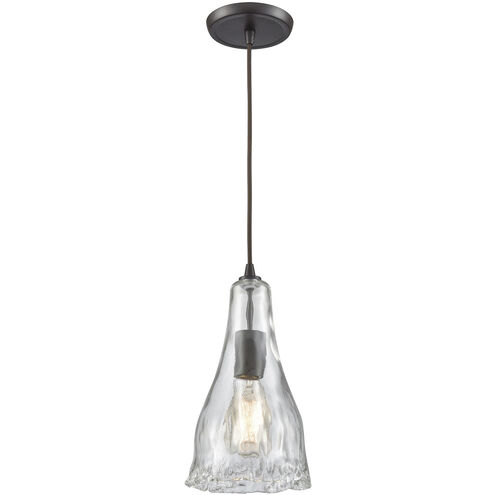 Hand Formed Glass 1 Light 6 inch Oil Rubbed Bronze with Clear Mini Pendant Ceiling Light