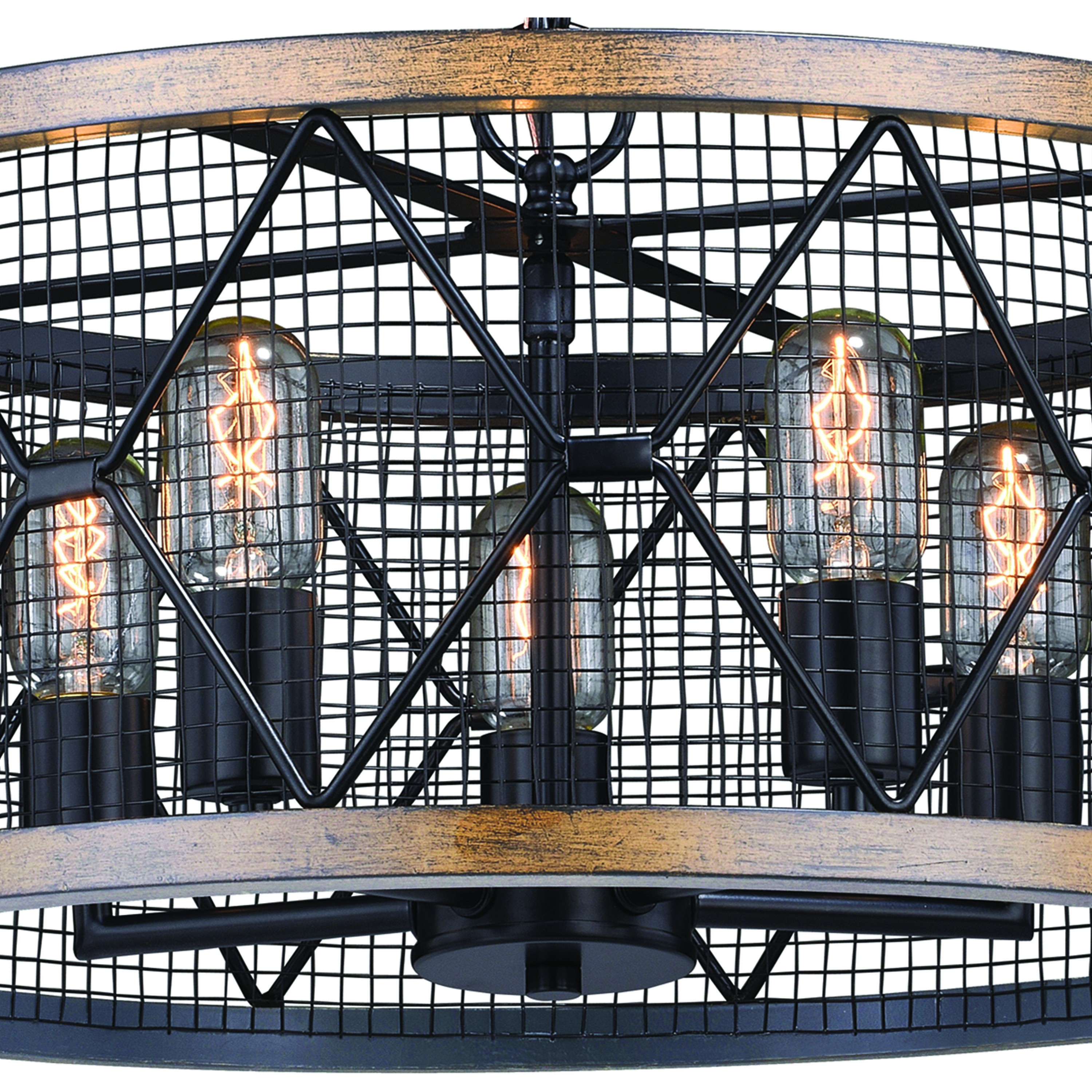 Bremerton LED 20 inch Black and Burnished Teak Chandelier Ceiling Light