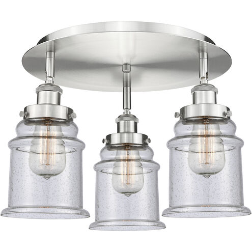 Canton 3 Light 17.75 inch Satin Nickel Flush Mount Ceiling Light in Seedy