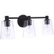 Emilio 3 Light 23 inch Flat Black Vanity Light Wall Light
