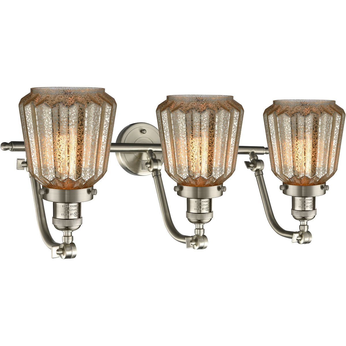 Franklin Restoration Chatham LED 28 inch Brushed Satin Nickel Bath Vanity Light Wall Light in Mercury Glass, Franklin Restoration