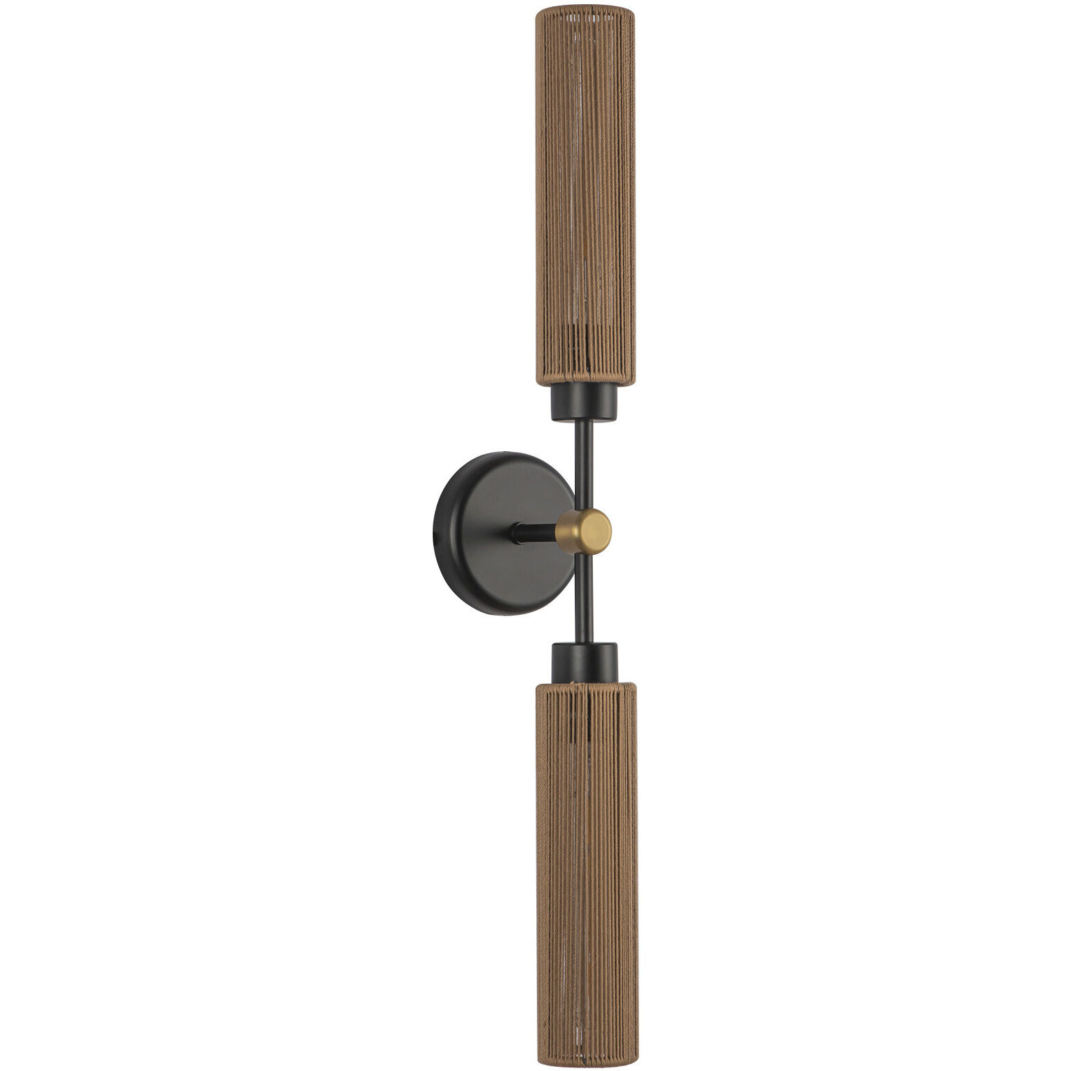 Alora Mood Colby Wall/Vanity Light Wall Light in Matte Black and Tan Jute