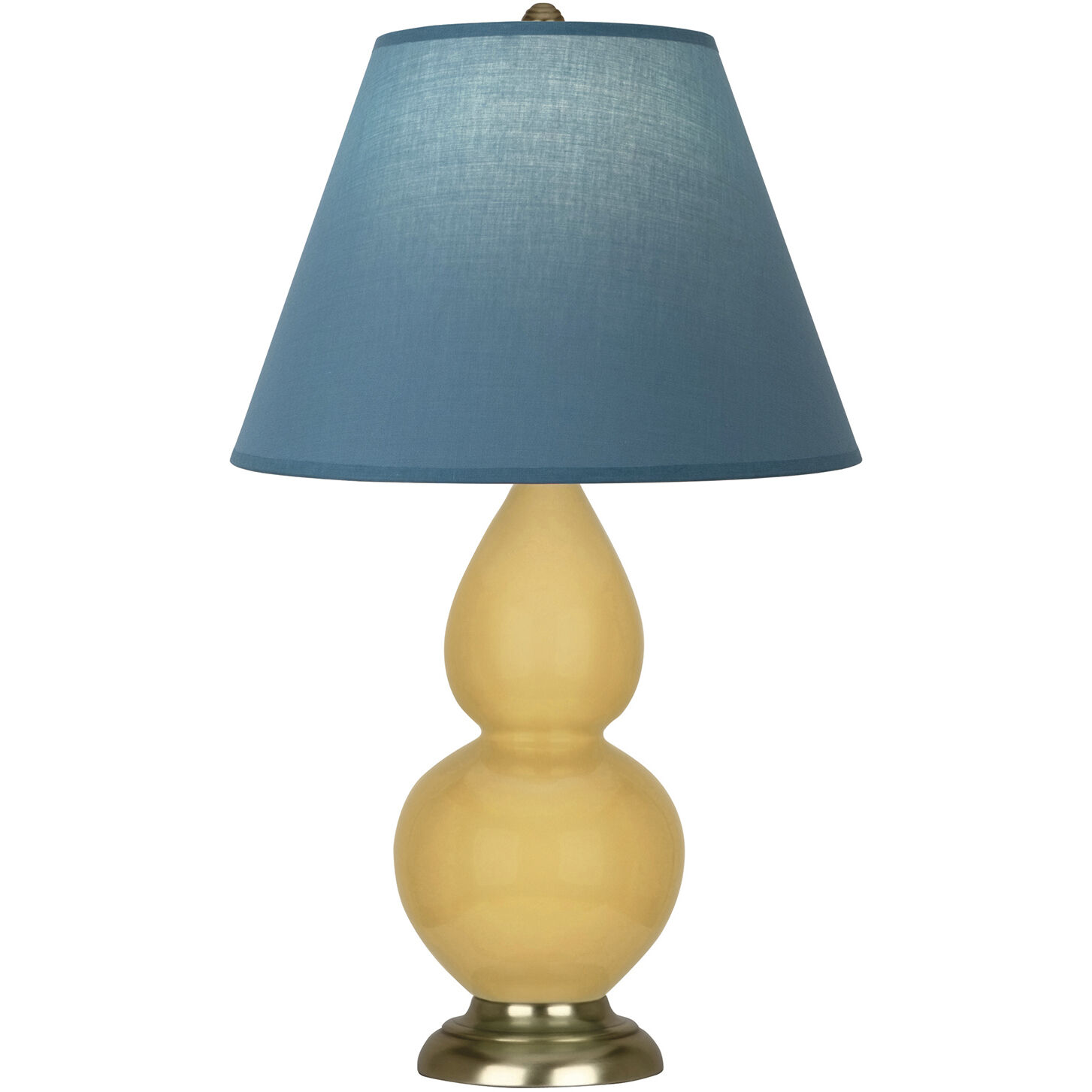 Small Double Gourd 22.75 inch 150.00 watt Sunset Glazed Ceramic with Antique Brass Accent Lamp Portable Light in Sunset Yellow, Bright Blue with Gray