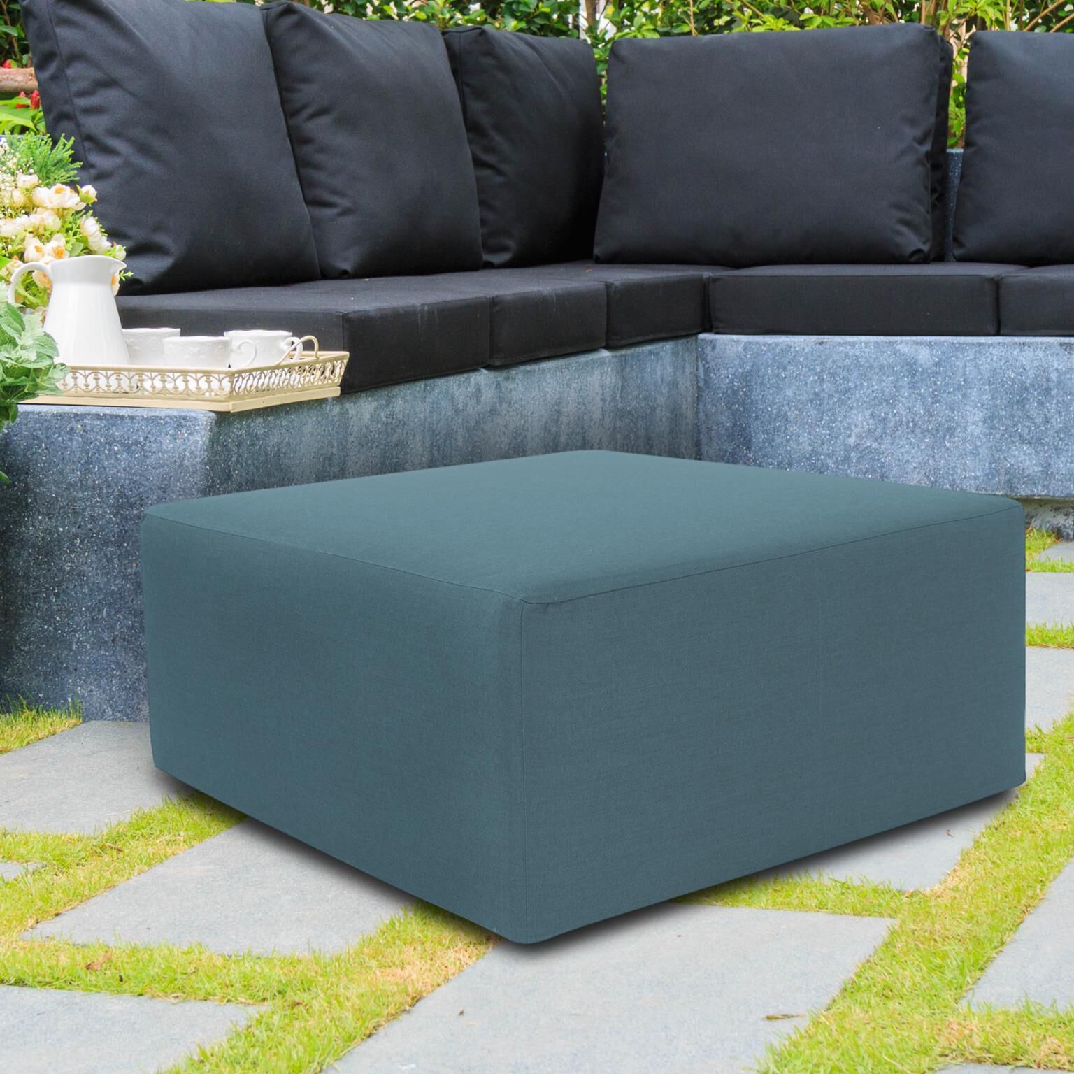 Universal 17 inch Turquoise Outdoor Ottoman, 36in Square, The Seascape Collection