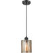 Ballston Cobbleskill LED 5 inch Matte Black Mini Pendant Ceiling Light in Mercury Glass, Black Textured, Ballston