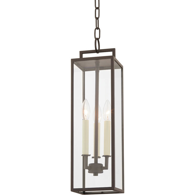 Beckham 3 Light 6 inch Textured Bronze Outdoor Lantern in Textured Black