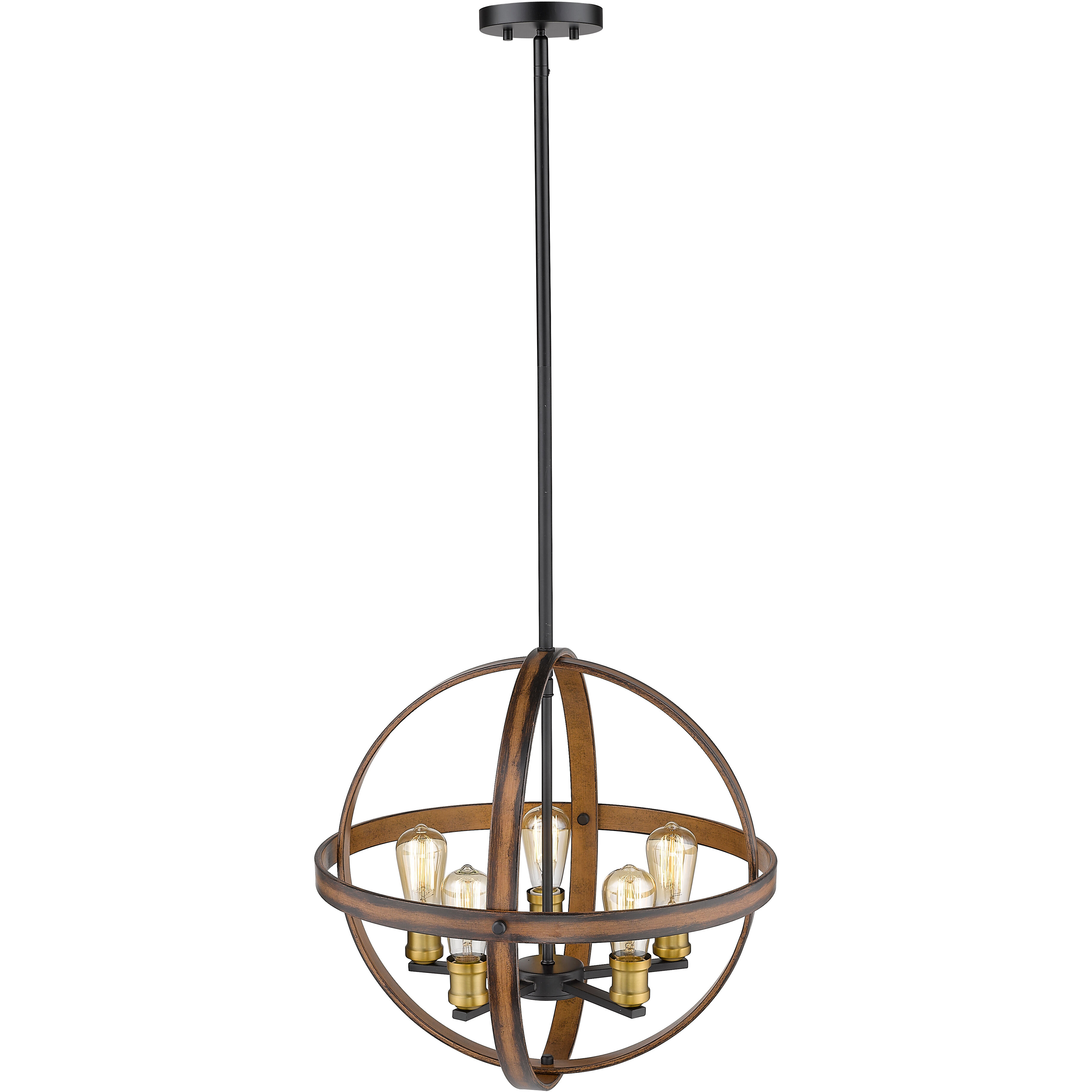 Kirkland 5 Light 20 inch Rustic Mahogany Chandelier Ceiling Light