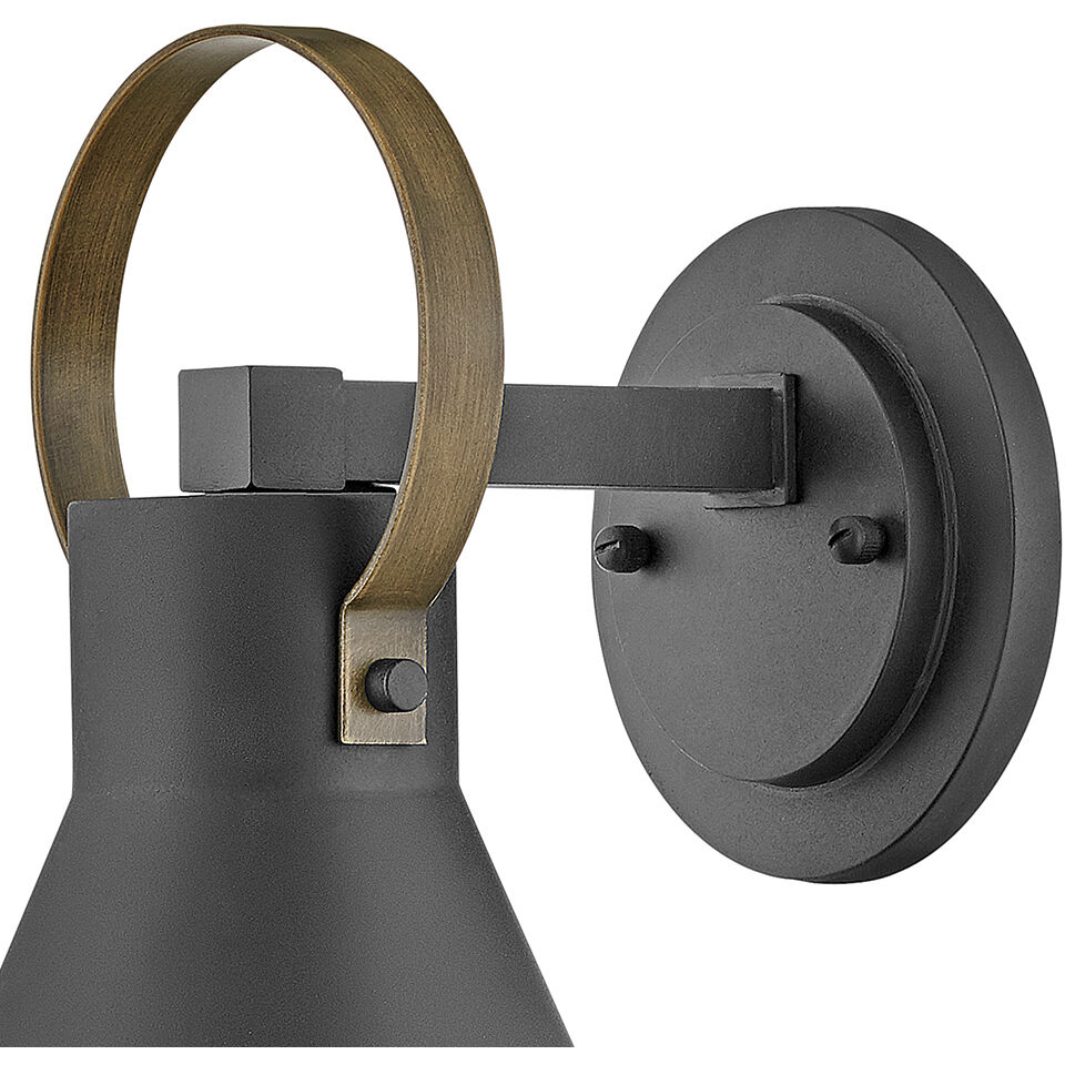 Coastal Elements Winnie LED 13 inch Museum Black with Brass Outdoor Wall Mount Lantern