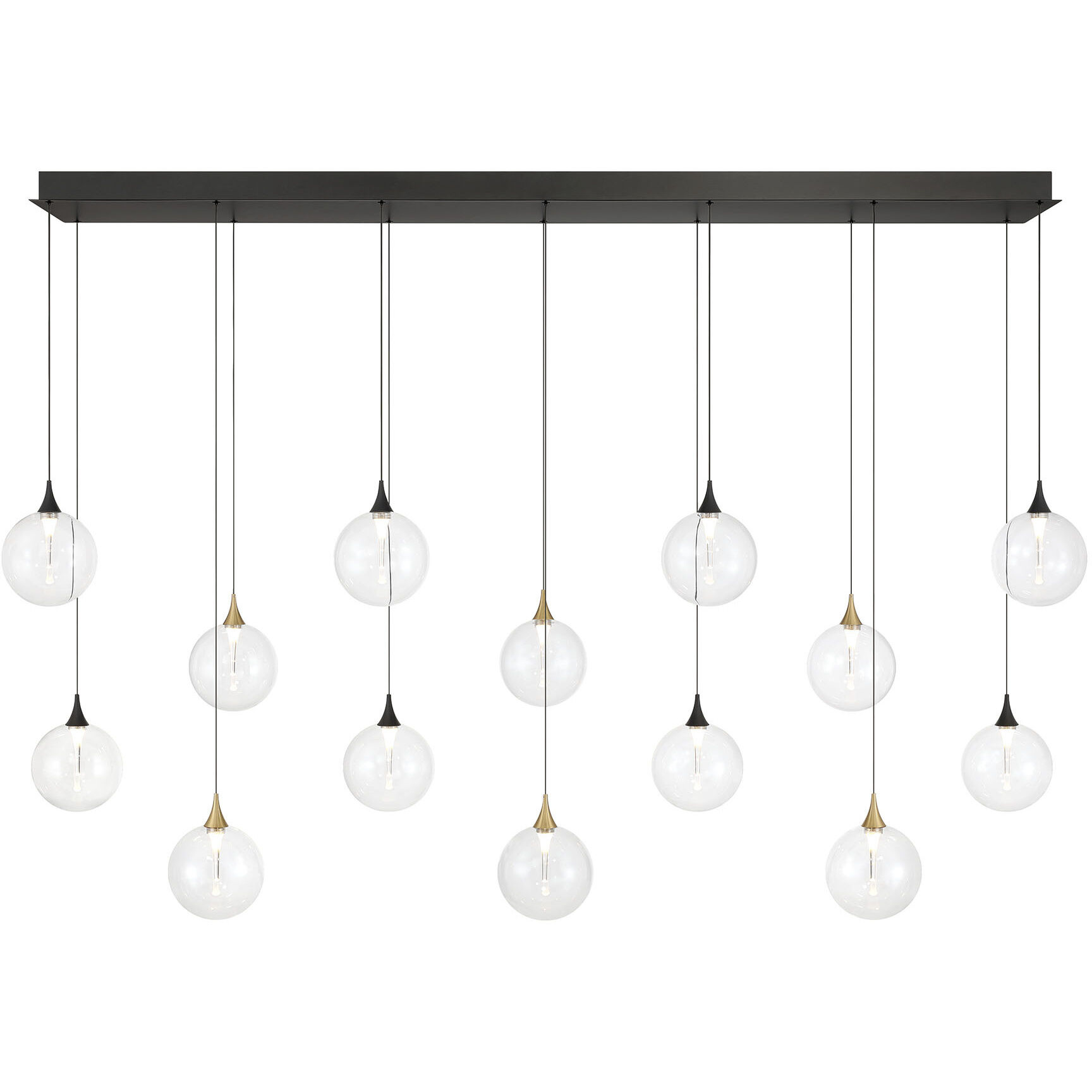 Iissa 14 Light 15.5 inch Gold and Black Chandelier Ceiling Light in Clear