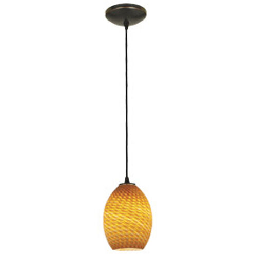 Brandy FireBird 1 Light 6 inch Oil Rubbed Bronze Pendant Ceiling Light in Amber Firebird, Cord