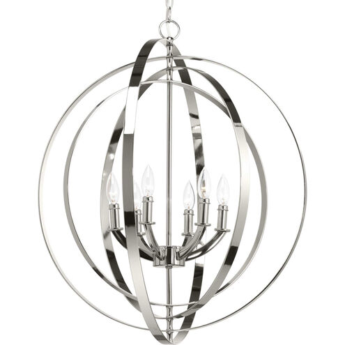 Buster 6 Light 28 inch Polished Nickel Foyer Pendant Ceiling Light