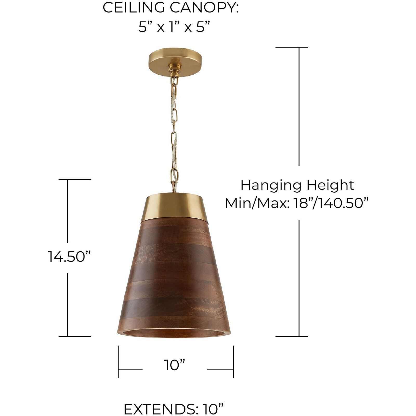 Dodd 1 Light 10 inch Medium Wood and Matte Brass Pendant Ceiling Light