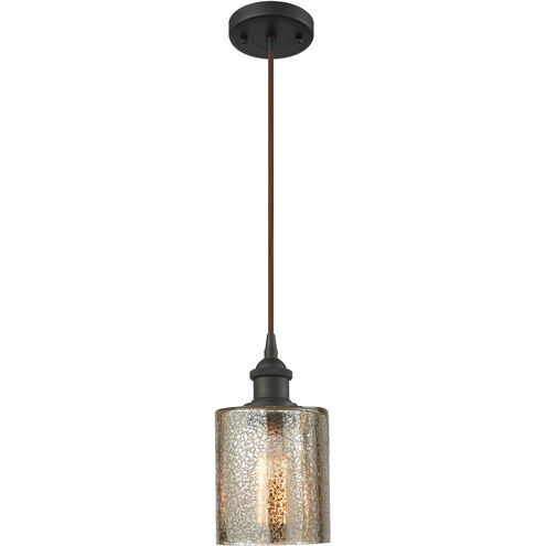 Ballston Cobbleskill LED 5 inch Oil Rubbed Bronze Mini Pendant Ceiling Light in Mercury Glass, Black Textured, Ballston