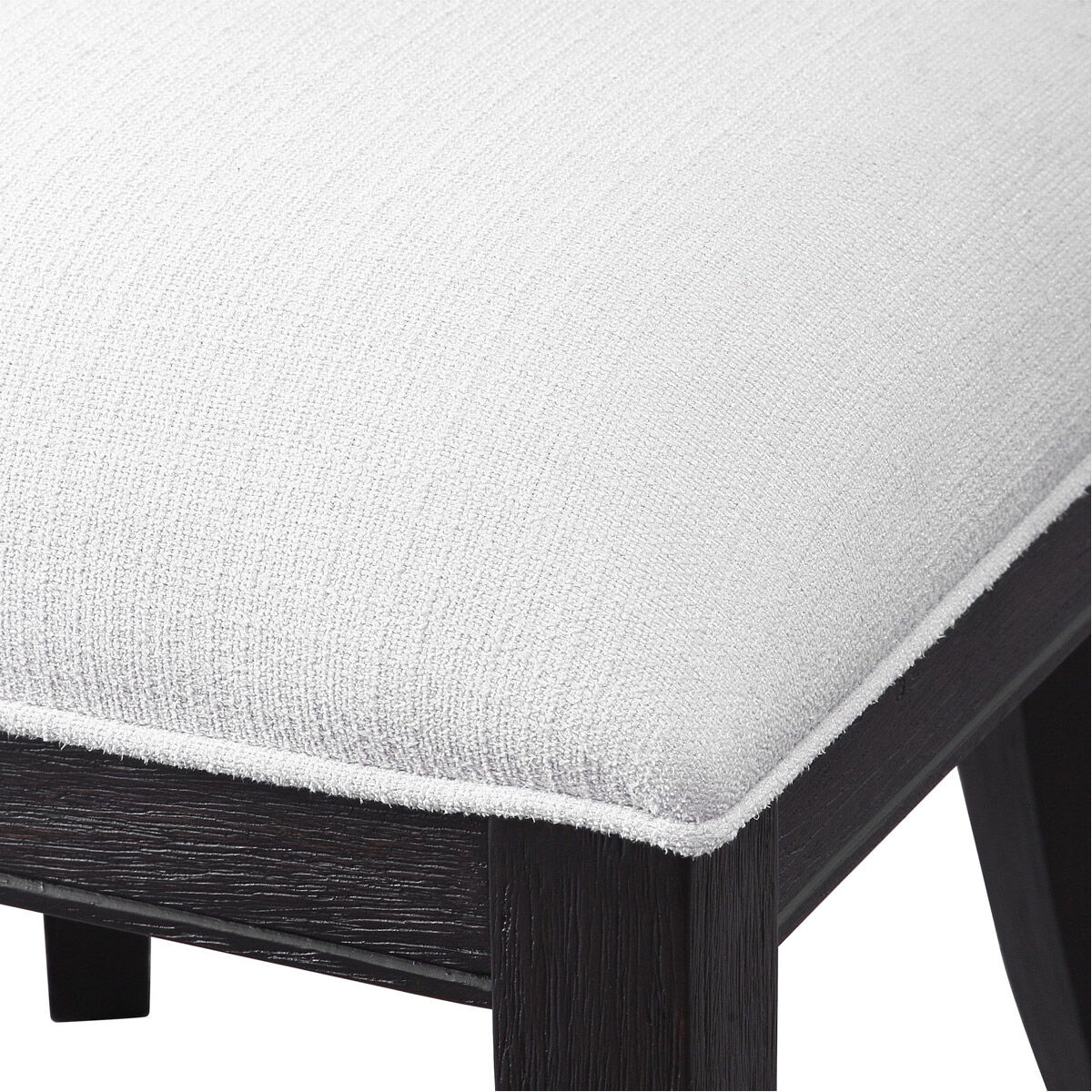 Idris Charcoal Black Stain and White Fabric Armless Chair