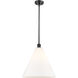 Ballston Cone 1 Light 16 inch Matte Black Pendant Ceiling Light in Matte White Glass