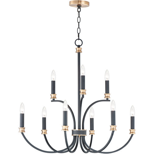 Charlton 9 Light 30 inch Black/Antique Brass Chandelier Ceiling Light