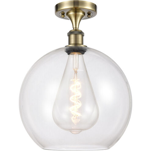 Ballston Athens 1 Light 12 inch Antique Brass Semi-Flush Mount Ceiling Light in Clear Glass