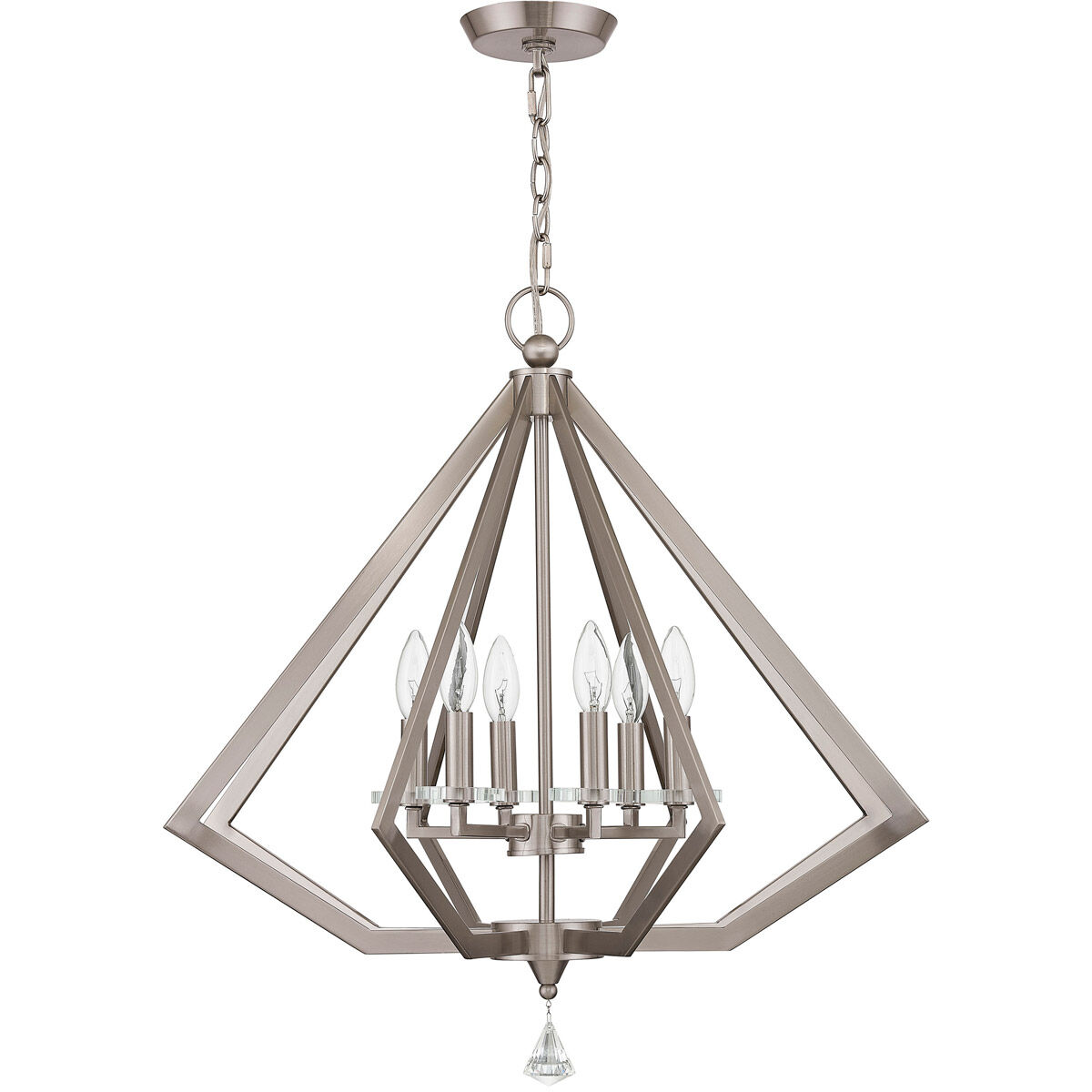 Diamond 6 Light 25 inch Brushed Nickel Chandelier Ceiling Light