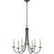 Simple Sweep 6 Light 26 inch Black Chandelier Ceiling Light