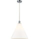 Ballston Cone 1 Light 16 inch Polished Chrome Pendant Ceiling Light in Matte White Glass