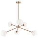 Novo 6 Light 32.38 inch Aged Gold Brass Pendant Ceiling Light in Aged Gold Brass and Opal Glass