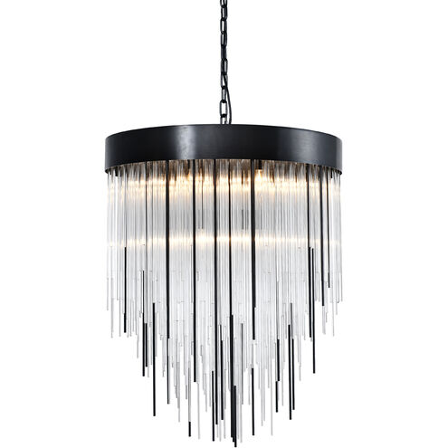 Waterfall 12 Light 30 inch Satin Brushed Black Chandelier Ceiling Light