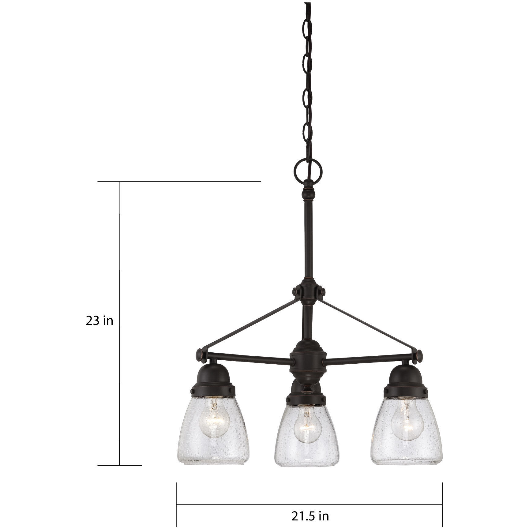 Laurel 3 Light 21.5 inch Sudbury Bronze Chandelier Ceiling Light