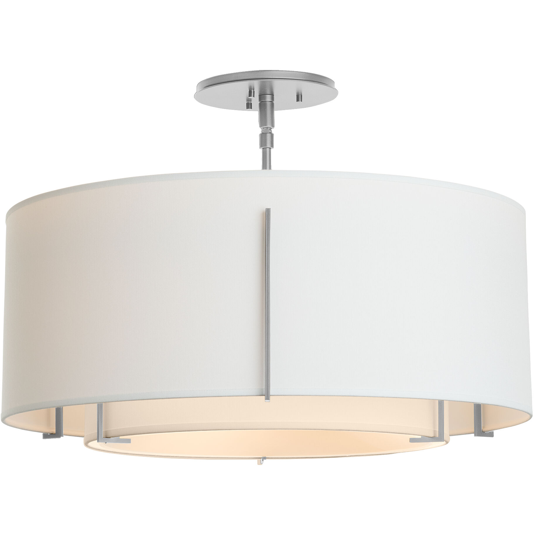 Exos 3 Light 22.9 inch Vintage Platinum Semi-Flush Ceiling Light in Natural Anna
