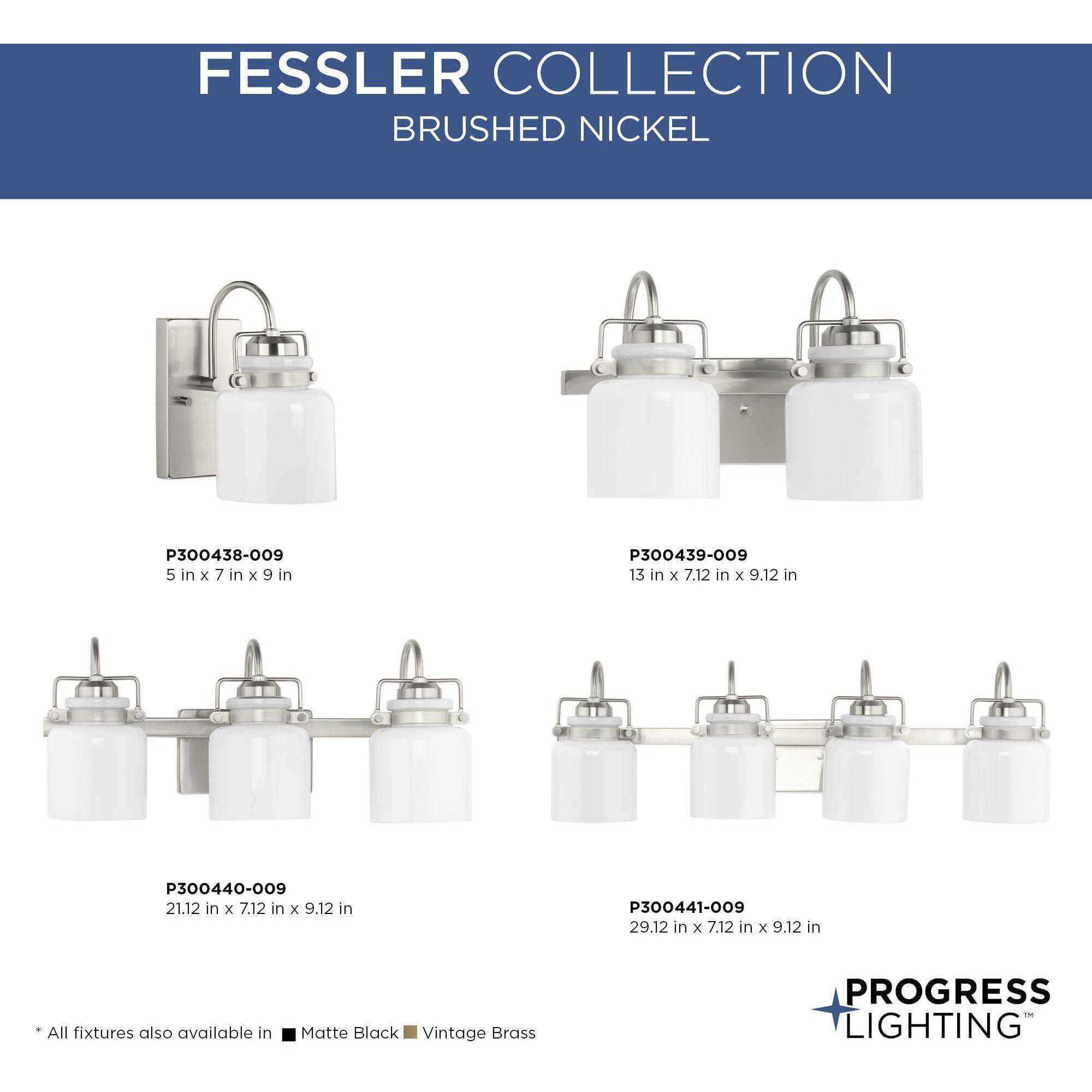 Fessler 2 Light 13 inch Brushed Nickel Bath Light Wall Light