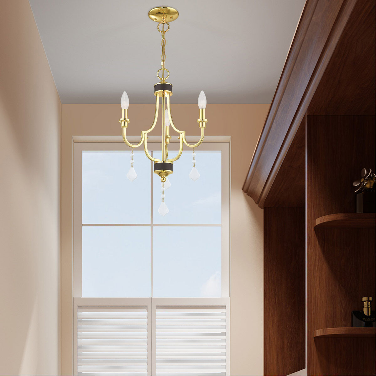 Glendale 3 Light 14 inch Polished Brass Mini Chandelier Ceiling Light