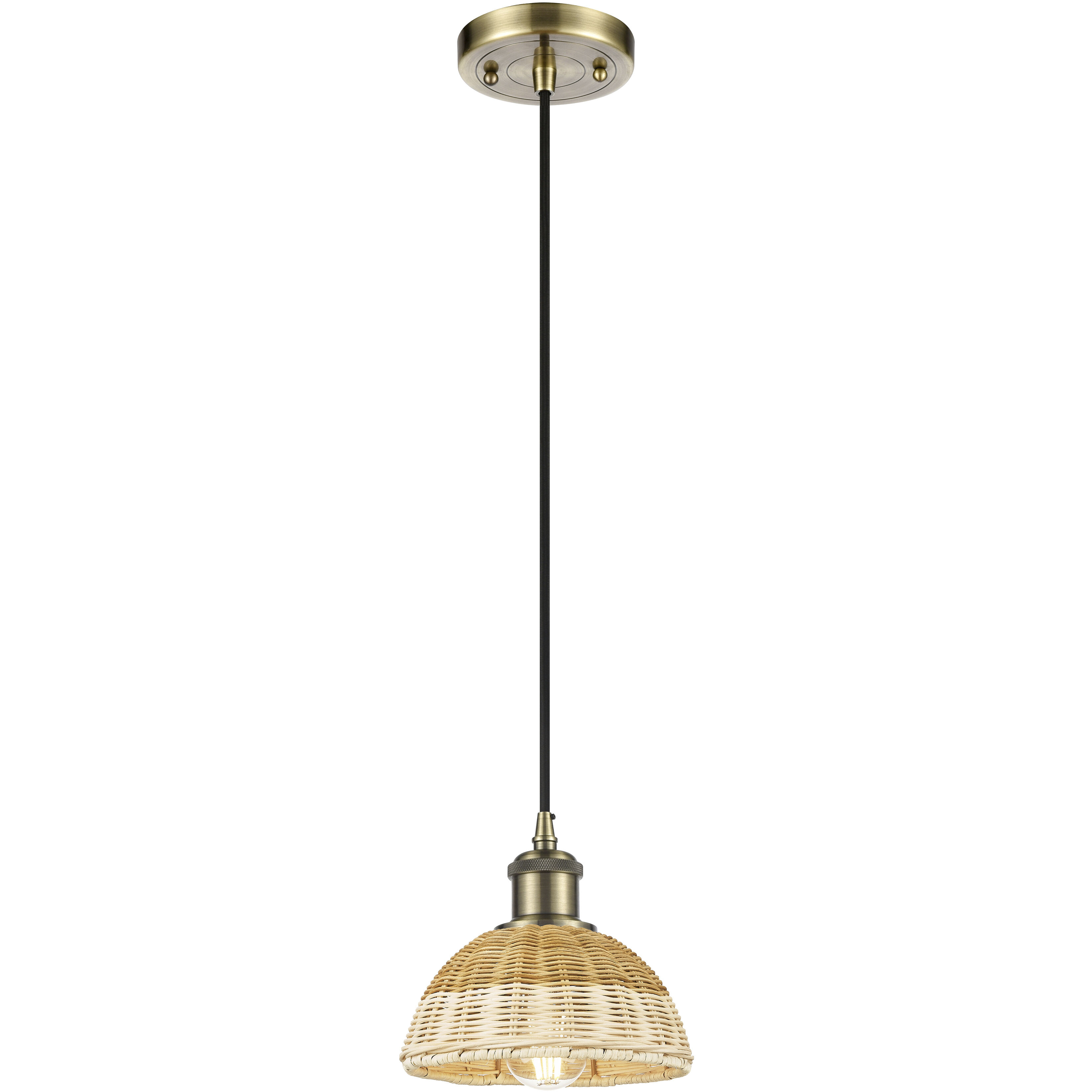 Ballston Bristol Natural II 1 Light 7.5 inch Antique Brass Mini Pendant Ceiling Light