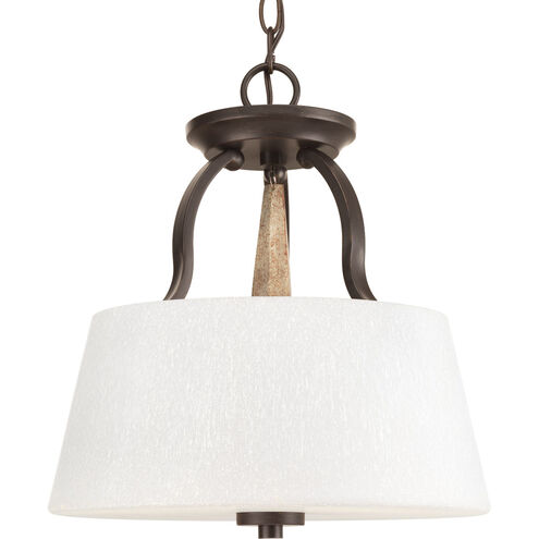 Club 3 Light 14 inch Antique Bronze Convertible Semi-Flush Ceiling Light