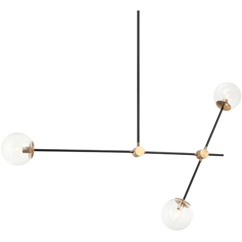 Cosmic 3 Light 50 inch Aged Gold Brass Pendant Ceiling Light in Aged Gold Brass and Clear