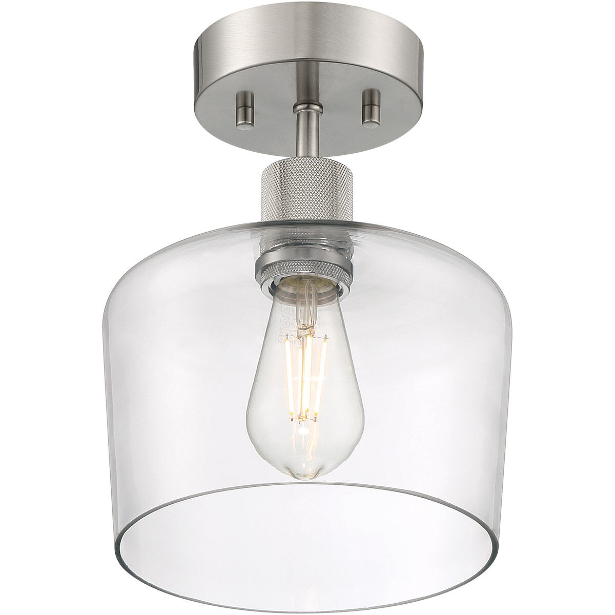 Port Nine LED 9 inch Brushed Steel Semi-Flush Ceiling Light