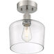 Port Nine LED 9 inch Brushed Steel Semi-Flush Ceiling Light