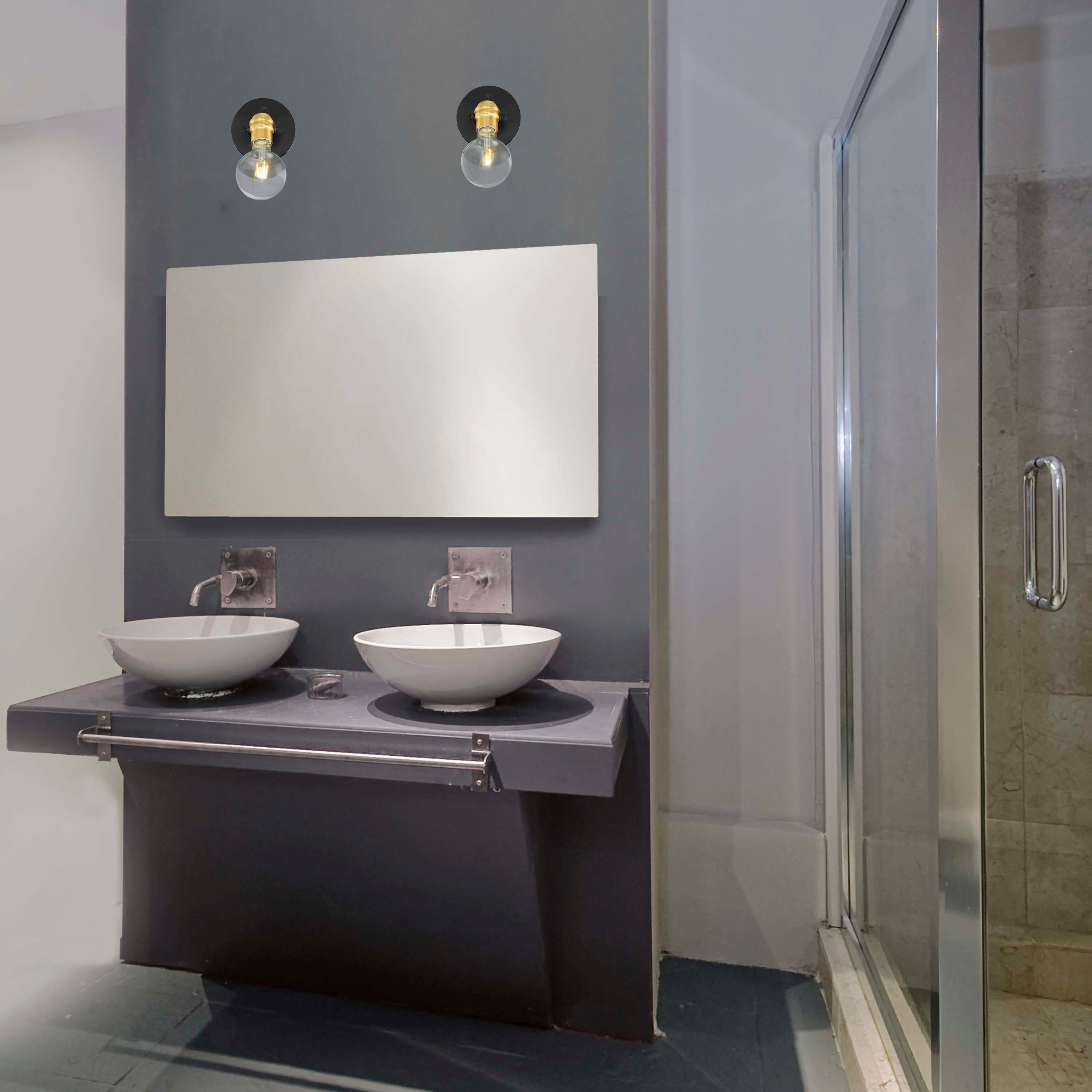 Mantra 1 Light 4.75 inch Black and Brass Accents Vanity Light Wall Light