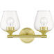 Willow 2 Light 15 inch Satin Brass Vanity Sconce Wall Light
