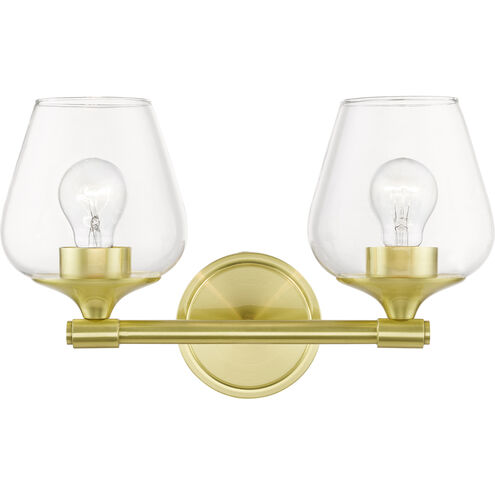 Willow 2 Light 15 inch Satin Brass Vanity Sconce Wall Light