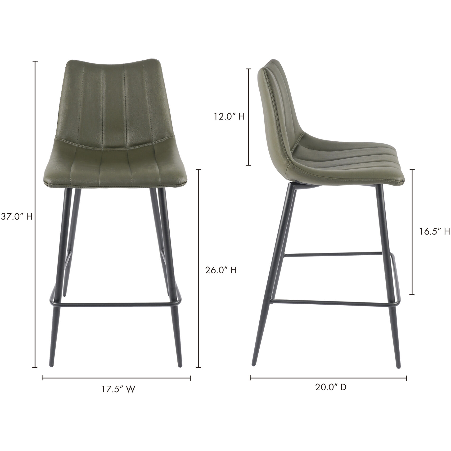 Alibi 37 inch Dark Green Counter Stool, M2