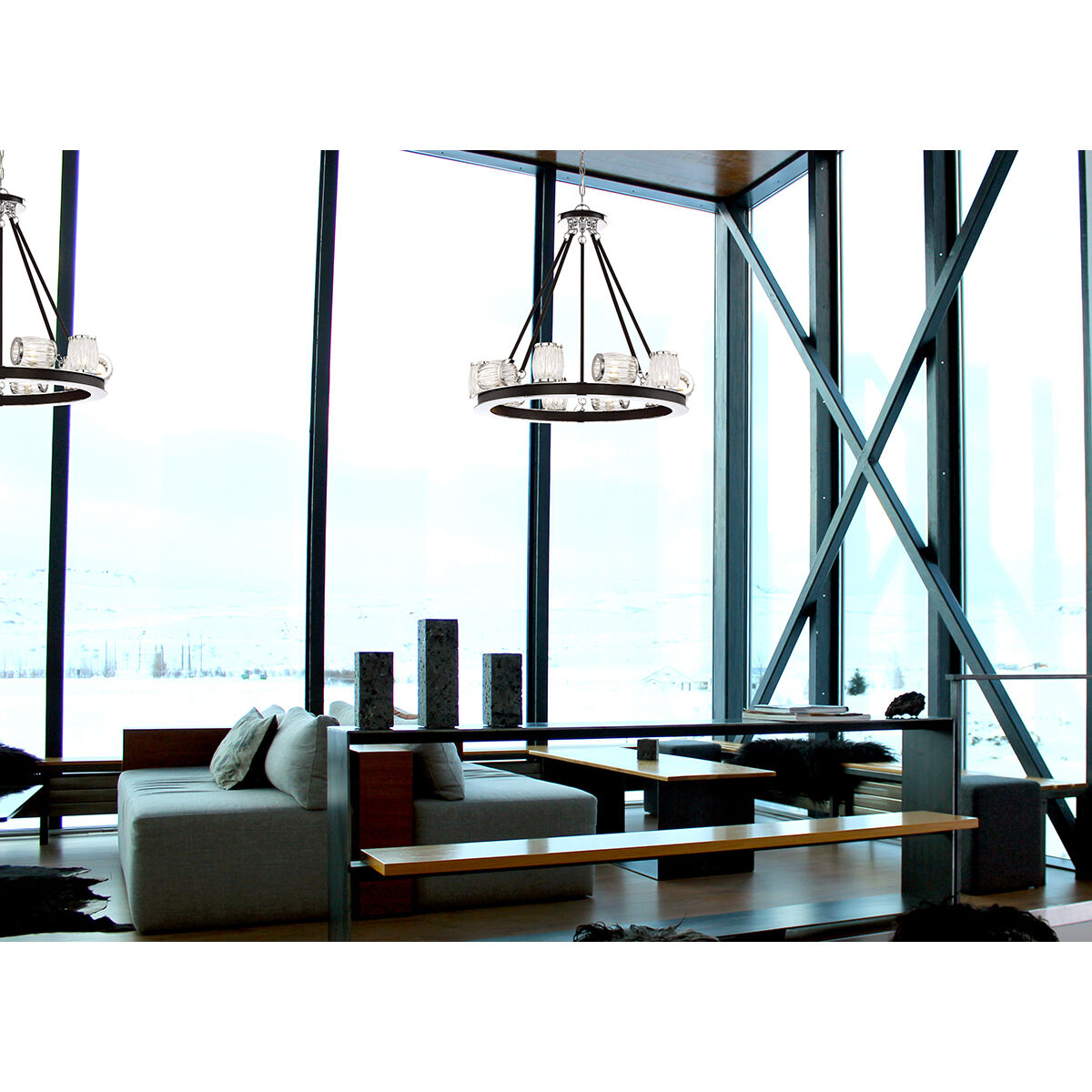 Barile 8 Light 12 inch Chrome/Black Chandelier Ceiling Light