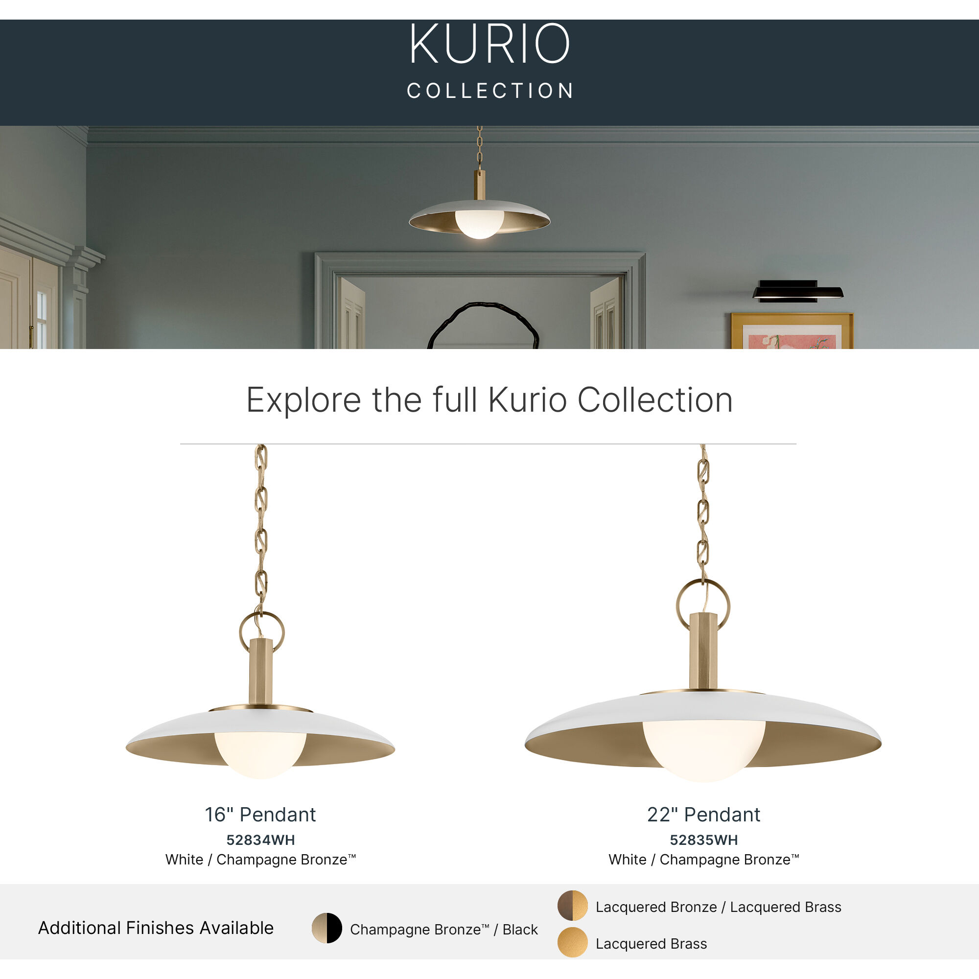 Kurio 1 Light White Pendant Ceiling Light