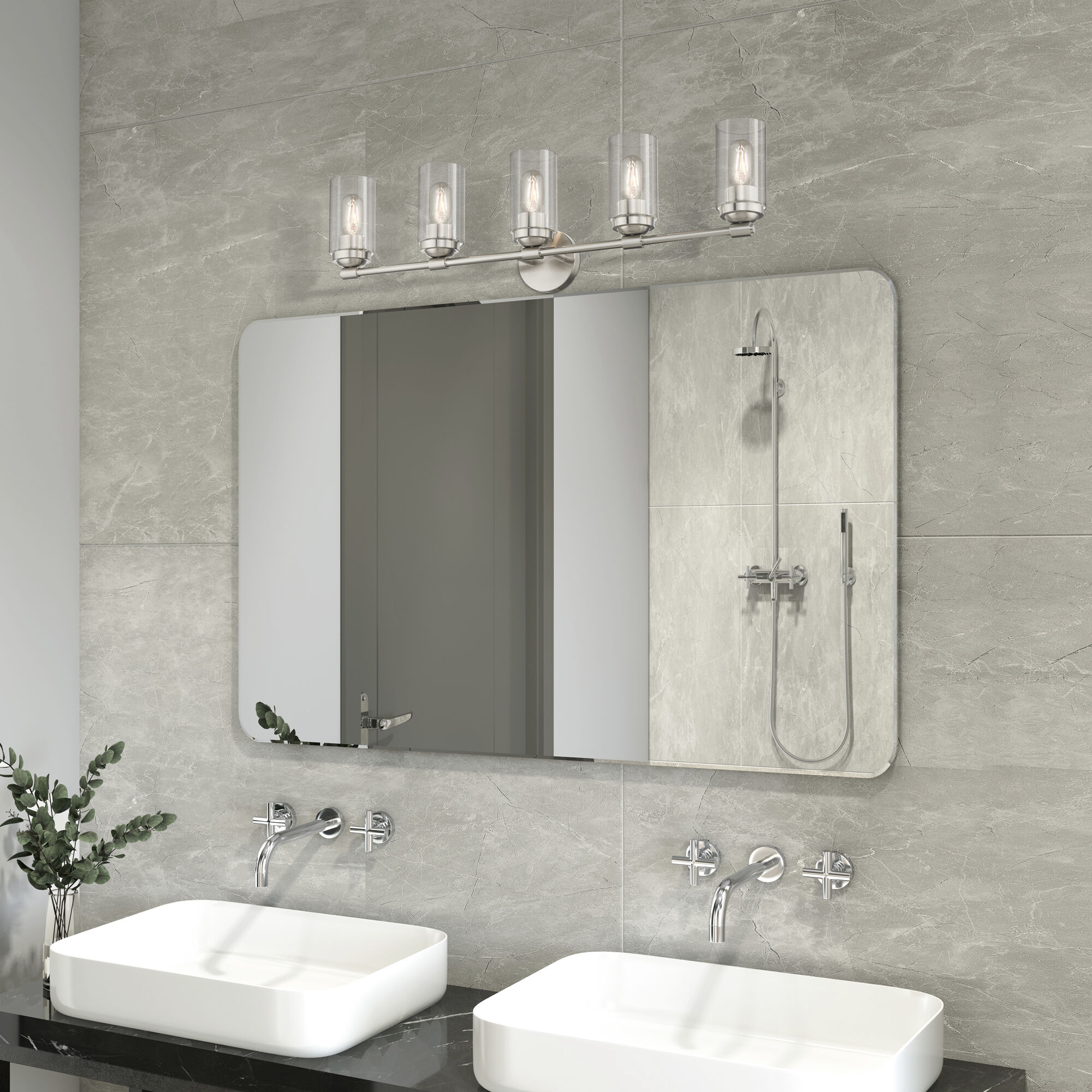 Whittier 5 Light 35 inch Brushed Nickel Vanity Wall Sconce Wall Light, Large