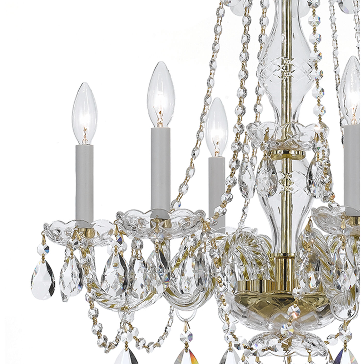 Traditional Crystal 6 Light 23 inch Polished Brass Chandelier Ceiling Light in Clear Hand Cut