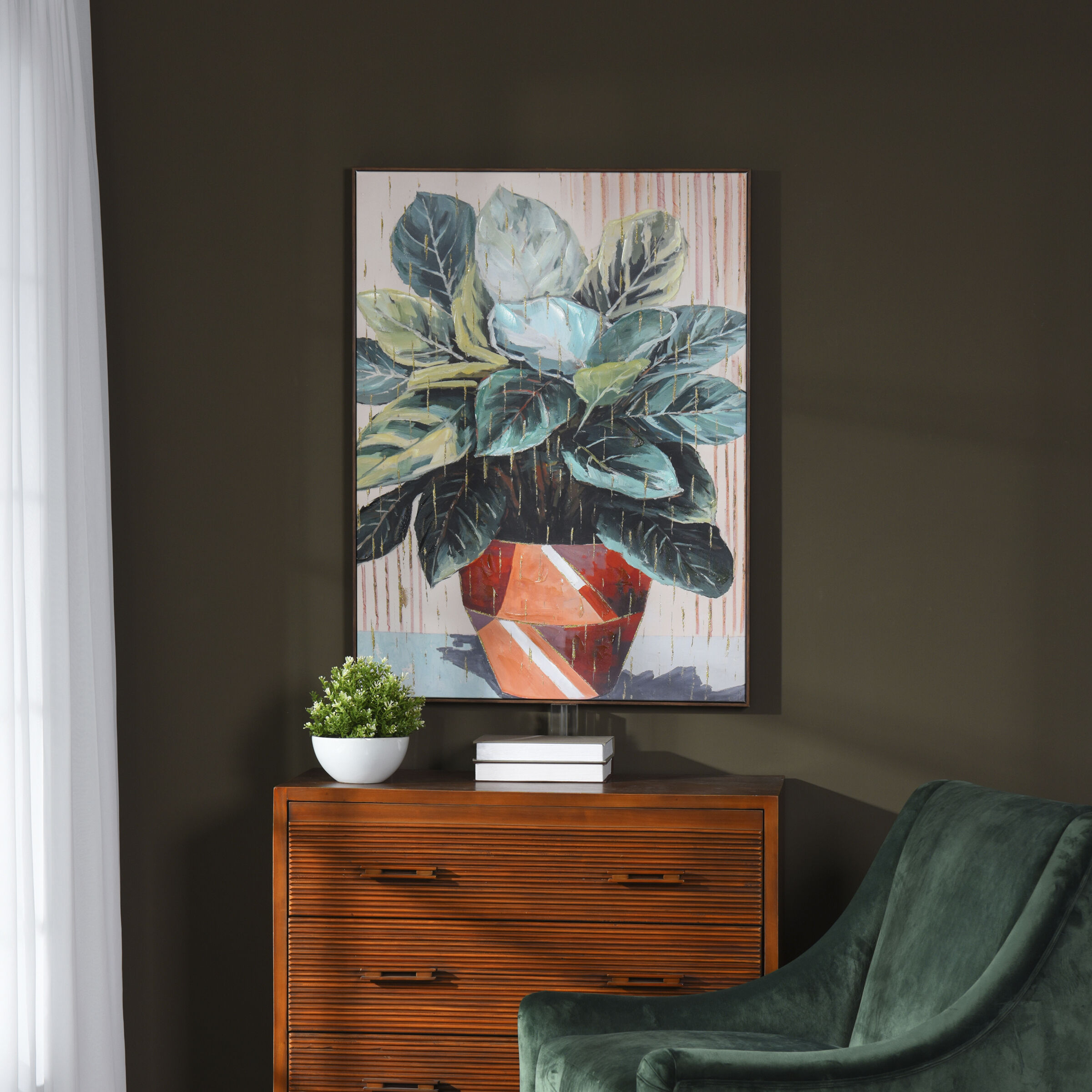 Potter Multi - Green and Orange and Gold and White Wall Art