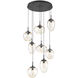 Cosmos LED LED 31.9 inch Matte Black Chandelier Ceiling Light in 3000K LED, Clear Geo Inner with Amber Cosmos Outer, Round Multi-Port