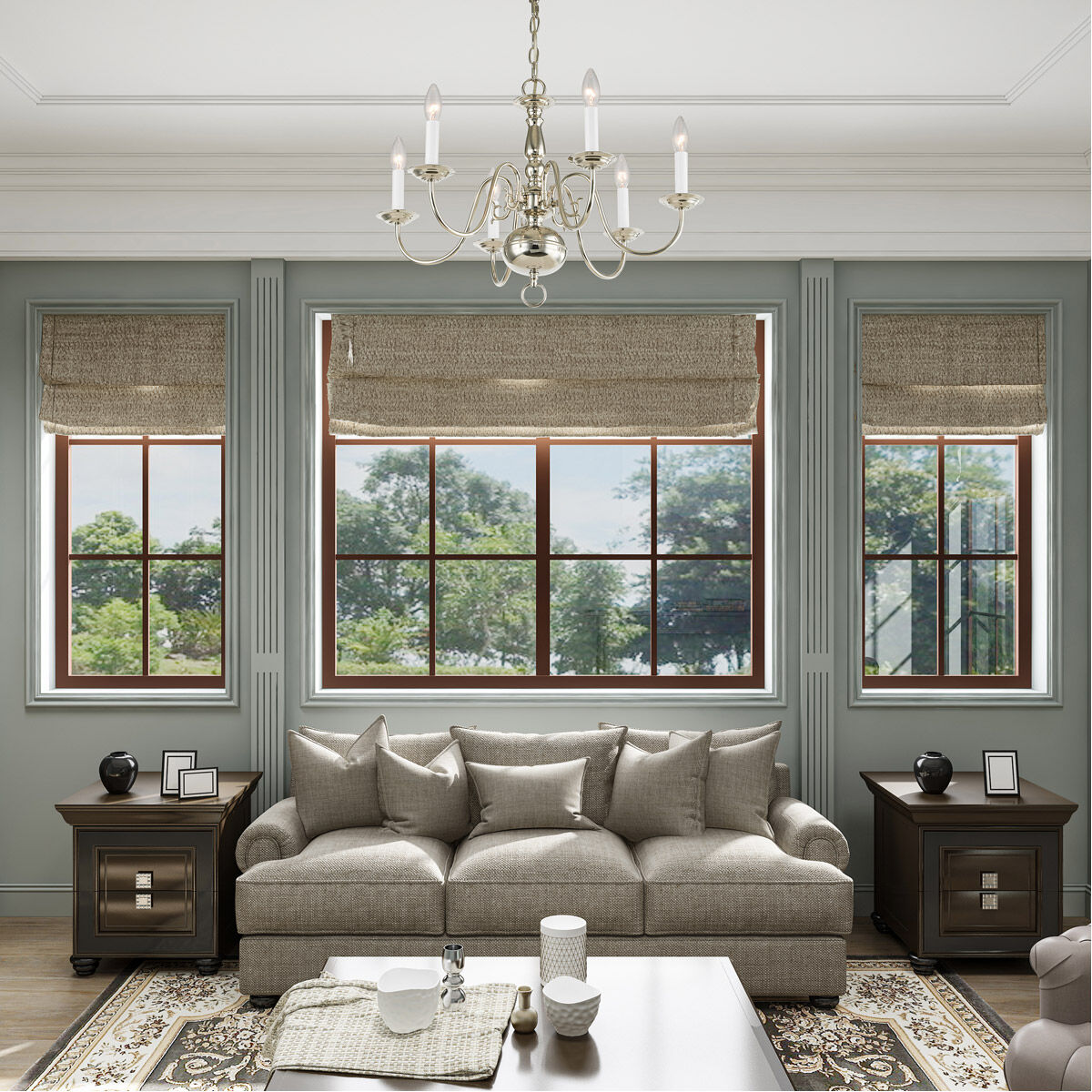 Williamsburgh 6 Light 24 inch Polished Nickel Chandelier Ceiling Light