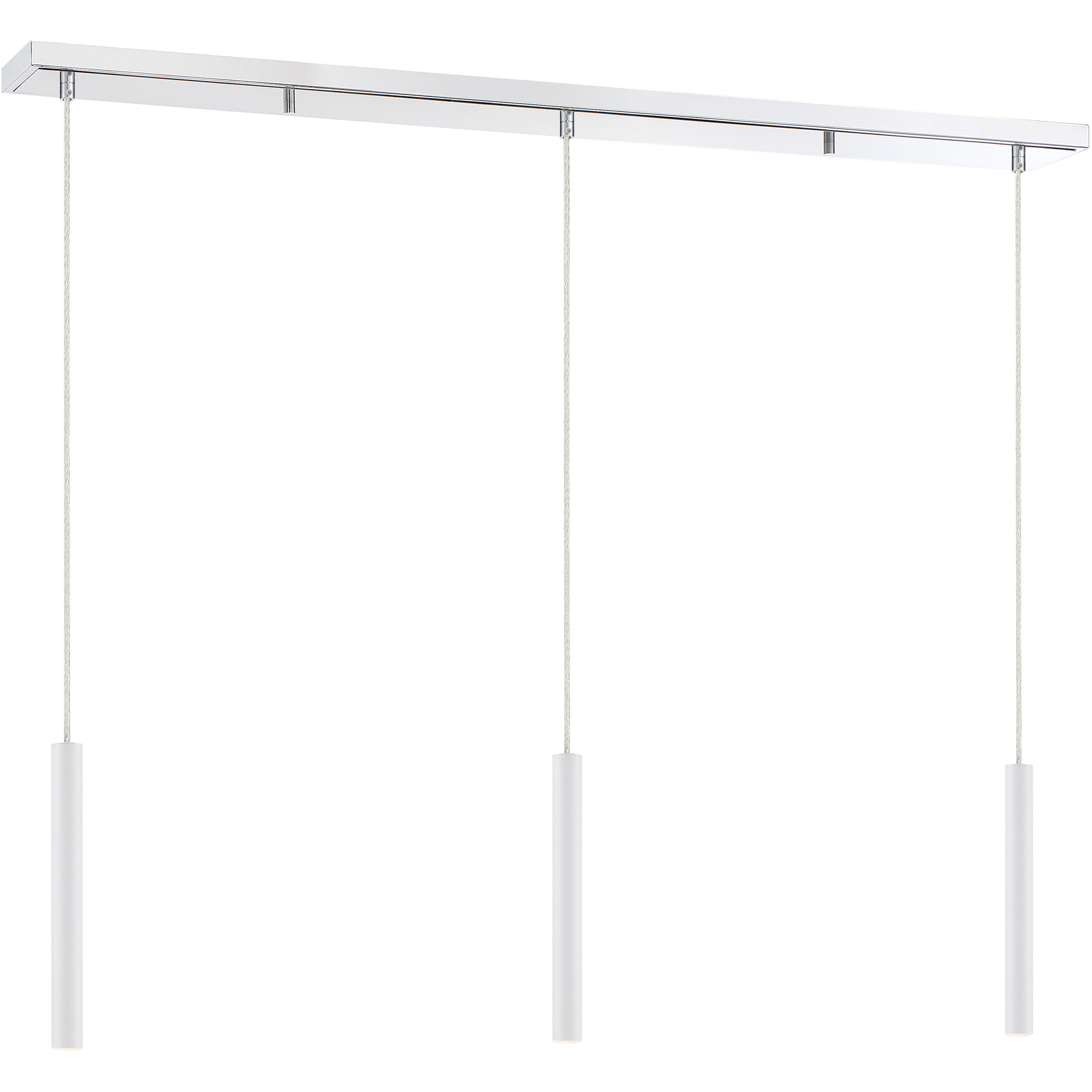 Forest LED 46 inch Chrome Linear Chandelier Ceiling Light in 3, 17, Matte White Steel
