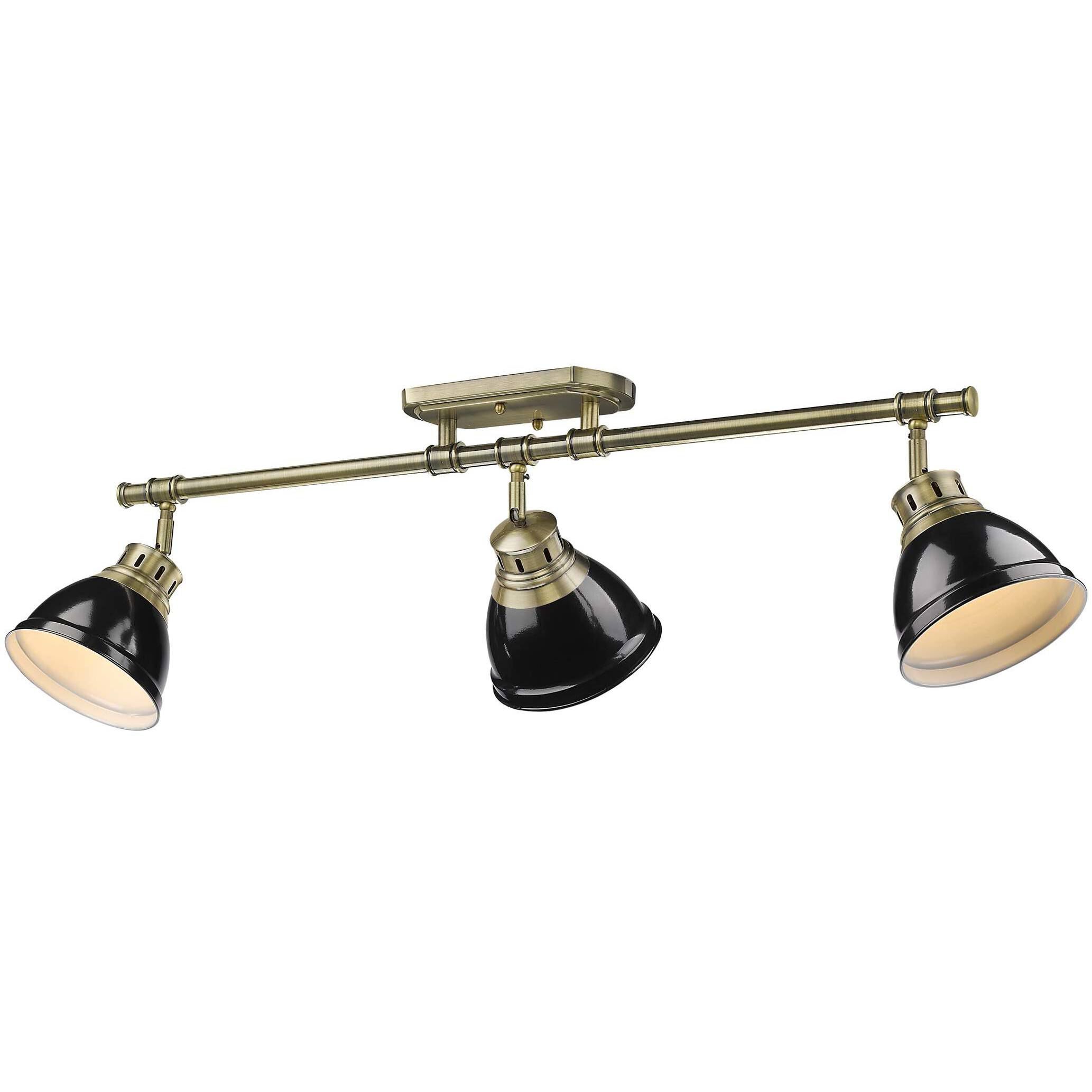 Yep Duncan 3 Light 35.38 inch Aged Brass Semi-Flush Mount Ceiling Light in Black, Damp