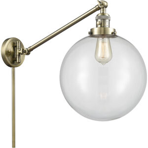 XX-Large Beacon 20 inch 100 watt Antique Brass Swing Arm Wall Light in Clear Glass, Franklin Restoration